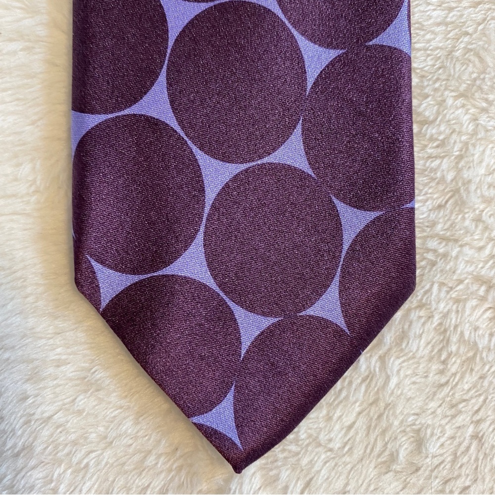 Alteo Milano Purple Circle Pattern Silk Tie - image 1